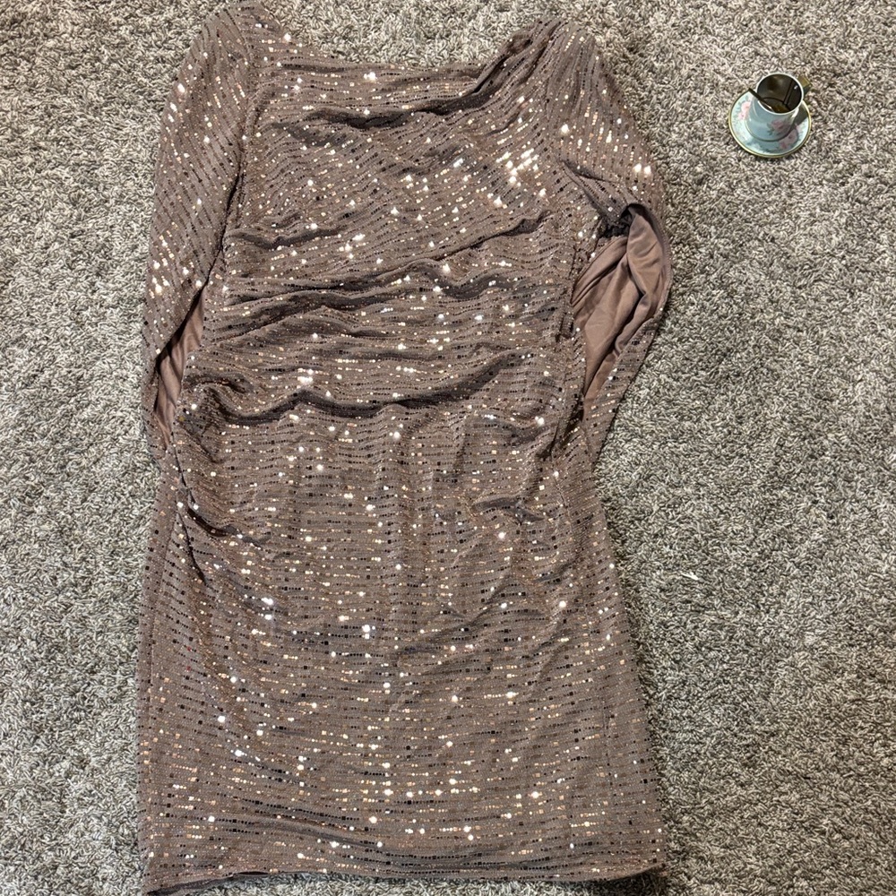 R&M Richards Brown Sequin Dress